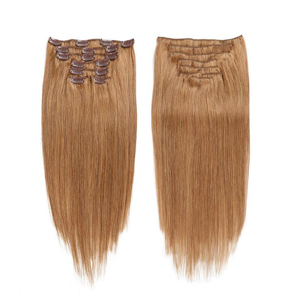 #12 Straight Hair Clip In Human Hair Extensions 7 Pieces/Set 120G