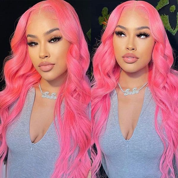 Light Pink Color Body Wave 3 Bundles with 4x4 HD Lace Closure Human Hair Extensions