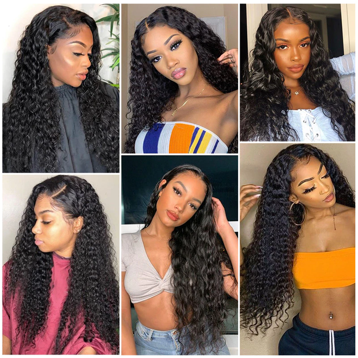Water Wave 4 Bundles With 13x4 Lace Frontal Brazilian Human Hair