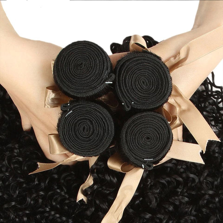 Indian Kinky Curly 3 Bundles with 13x4 Transparent Lace Frontal Pre Plucked