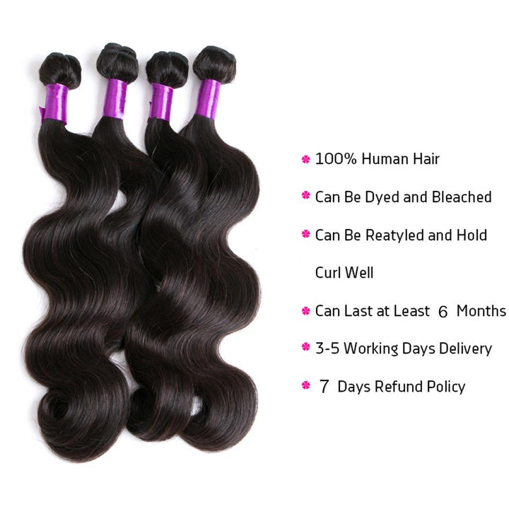 4 Bundles Brazilian Body Wave Virgin Human Hair Extension 8-40 inches - Lumiere hair