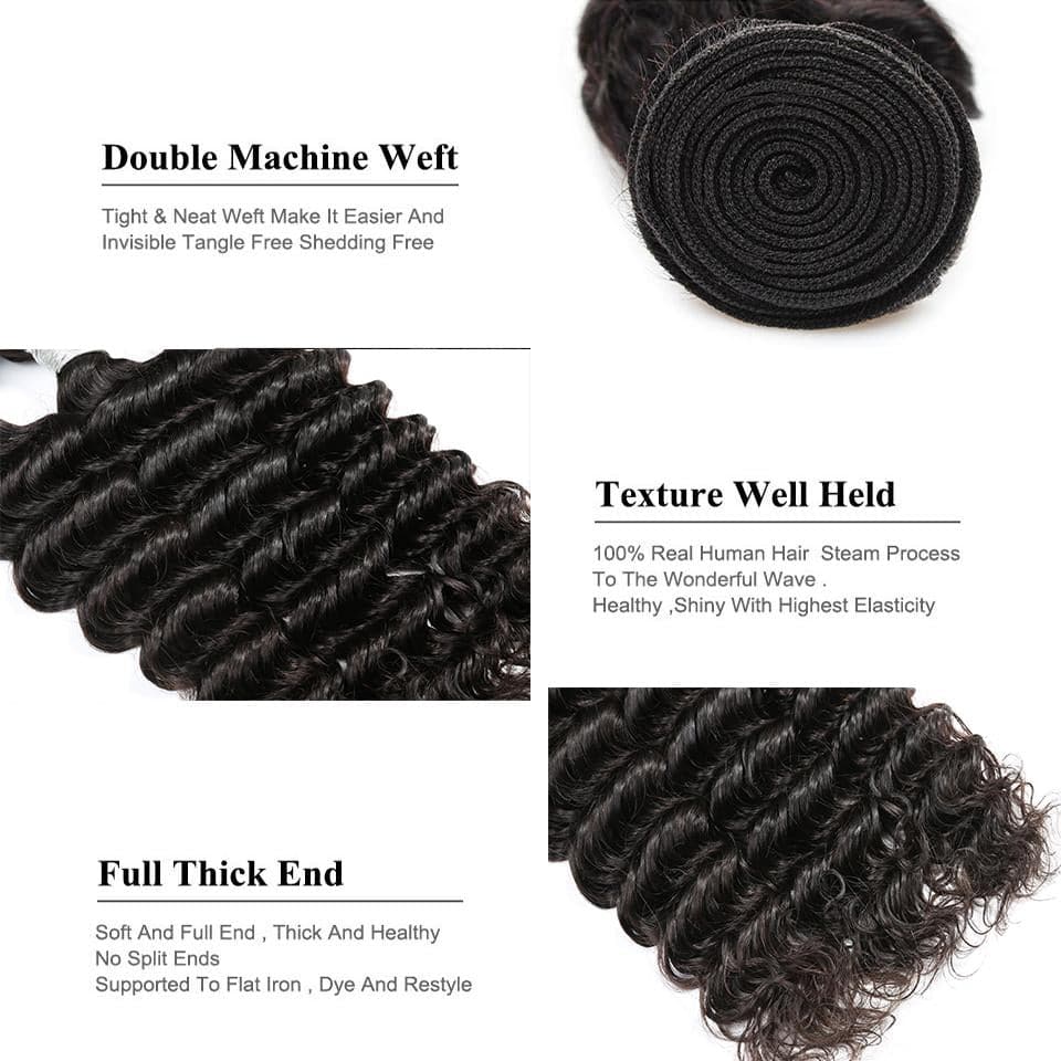lumiere Malaysian Deep Wave Virgin Hair 3 Bundles  Human Hair Extension 8-40 inches - Lumiere hair