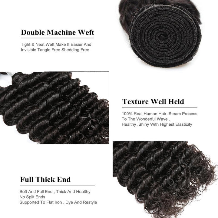 lumiere Malaysian Deep Wave Virgin Hair 3 Bundles  Human Hair Extension 8-40 inches - Lumiere hair