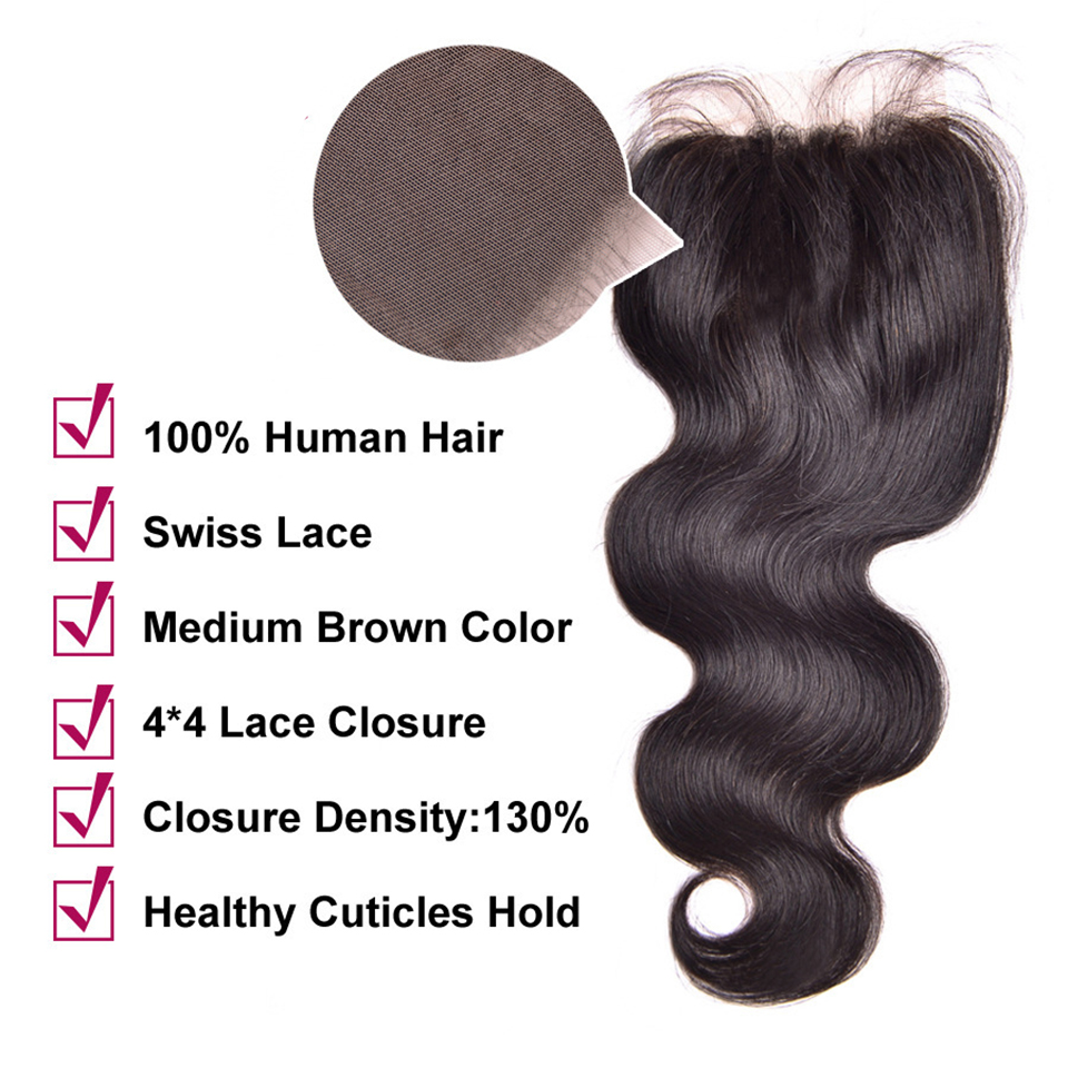 lumiere Hair One Piece Body Wave Virgin Human Hair 4x4 Lace Closure - Lumiere hair
