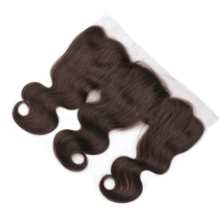 lumiere #4 Brown Body Wave 3 Bundles With 13x4 Lace Frontal Pre Colored Ear To Ear - Lumiere hair