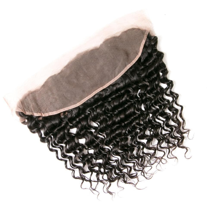lumiere Indian Virgin Hair Deep Wave 3 Bundles with 13*4 Lace Frontal
