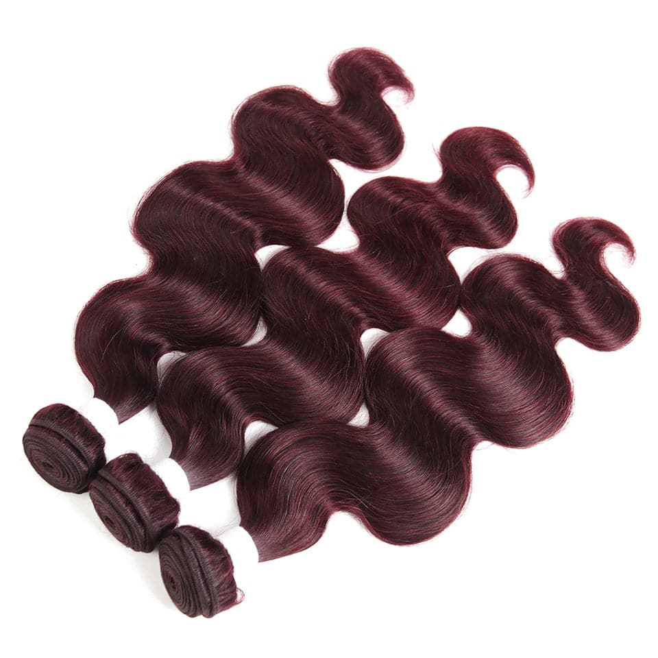 lumiere Red Bundles Color 99j body wave 4 Bundles With 13x4 Lace Frontal Pre Colored Ear To Ear