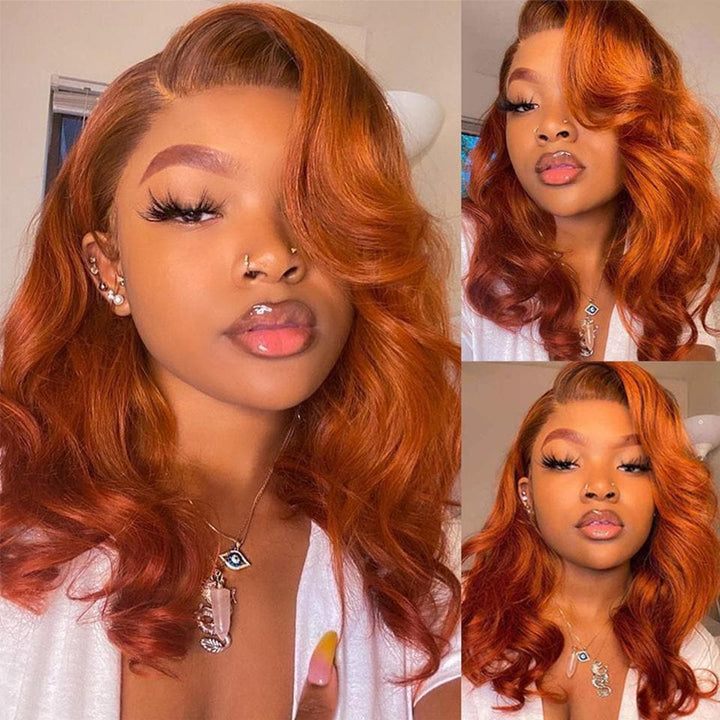 #350 Ginger Body Wave 4x4 5x5 Lace Closure Human Hair Wigs with Baby Hair