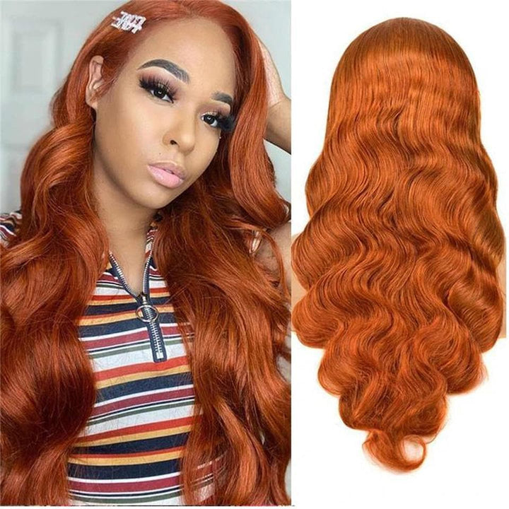 #350 Ginger Body Wave 4x4 5x5 Lace Closure Human Hair Wigs with Baby Hair