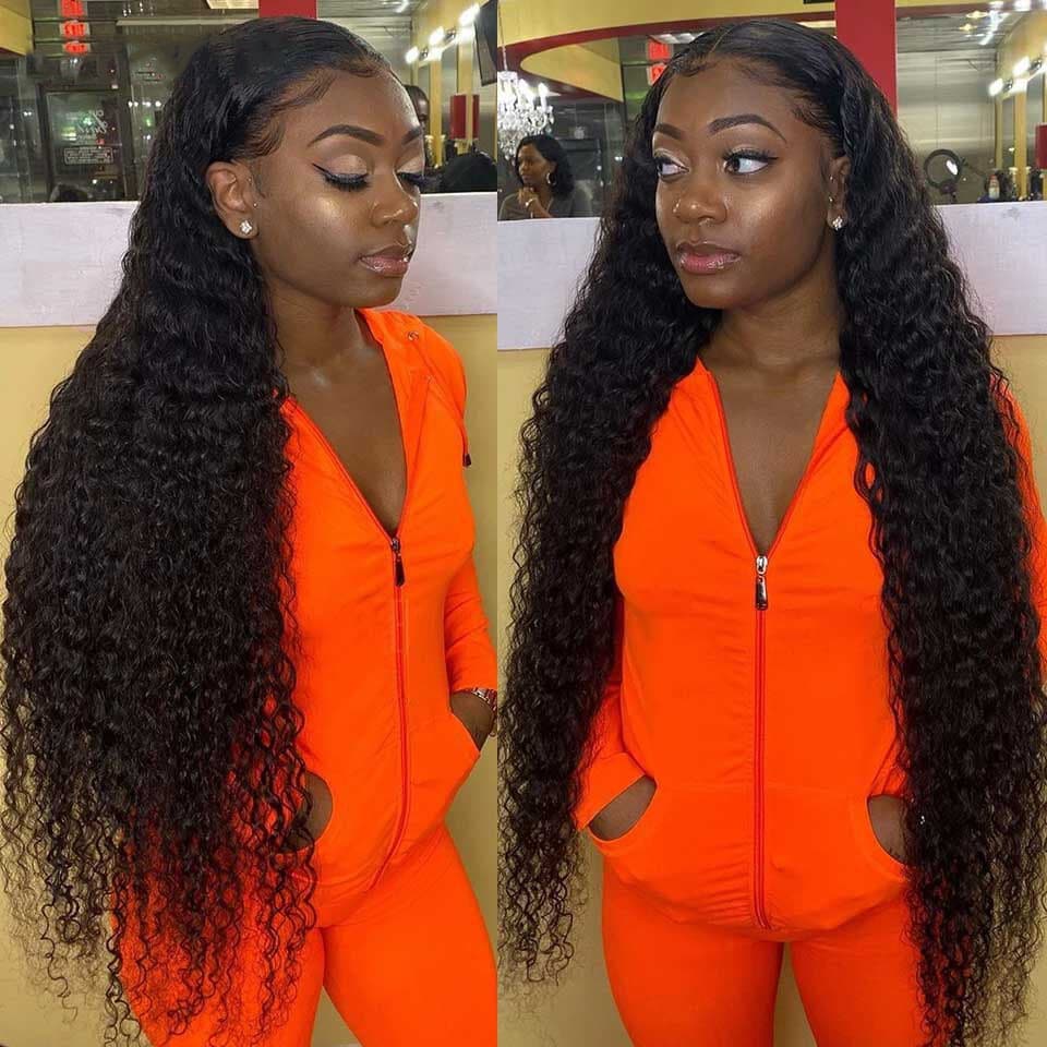 Water Wave 4 Bundles With 13x4 Lace Frontal Brazilian Human Hair