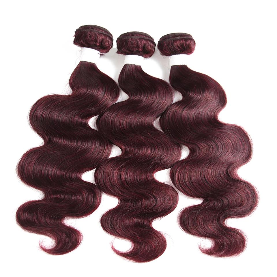 Red Bundles 99J Body Wave 3 Bundles With 4X4 Lace Closure pre-Colored 100% virgin human hair