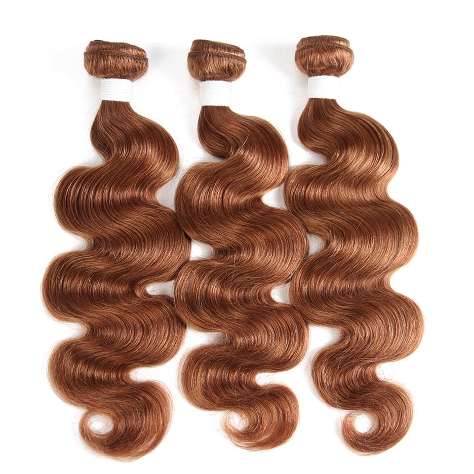 lumiere color #30 body wave 3 Bundles With Closure 4x4 pre Colored 100% virgin human hair - Lumiere hair