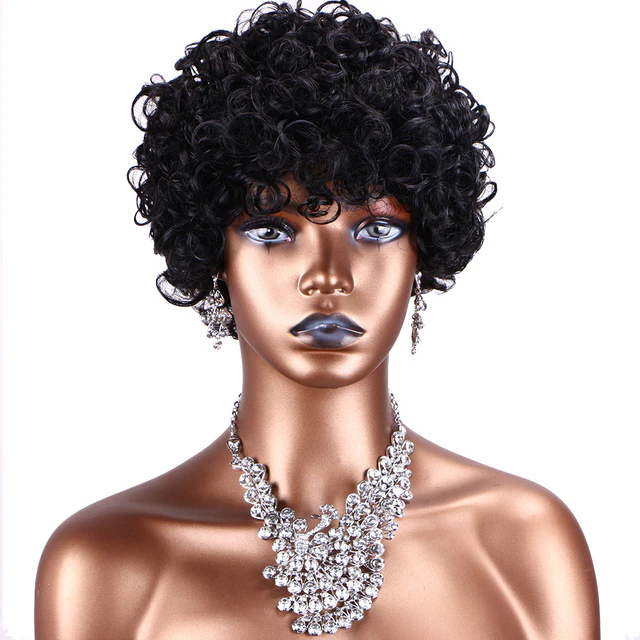 Short Human Hair Wigs Pixie Cut Curly Brazilian Hair for Black Women Machine Made Human Hair Wig