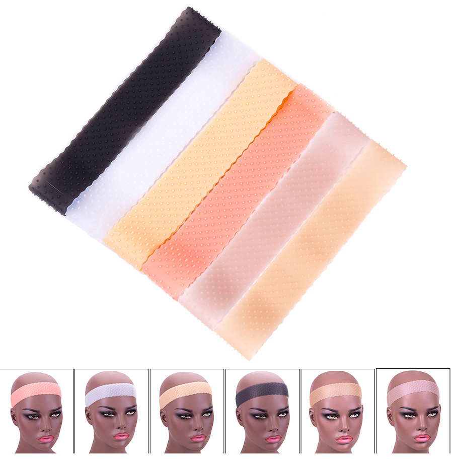 Bandeau en silicone réglable en velours pour perruques frontales en dentelle 22 cm en caoutchouc à haute élasticité