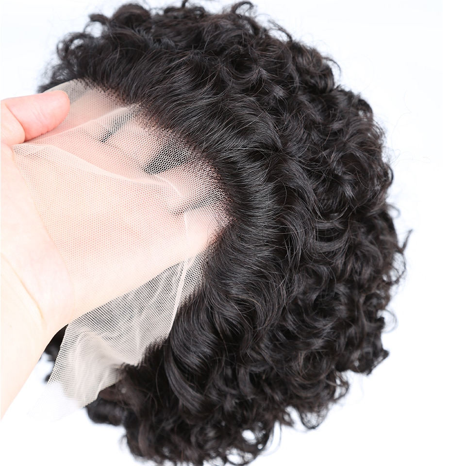 Lumiere Short Curly Lace Front Wigs 13x1 Water Wave Human Hair Wigs Pixie Cut Transparent Lace Wig for Black Women