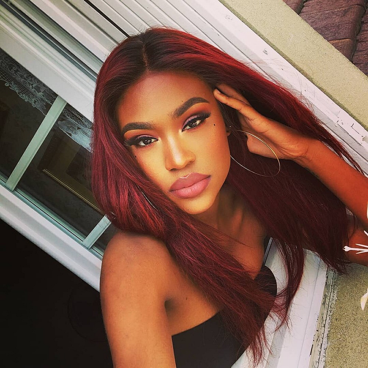 1B/99J Ombre Straight 4x4/5x5/13x4 Lace Closure/Frontal 150%/180% Density Wigs For Black Women