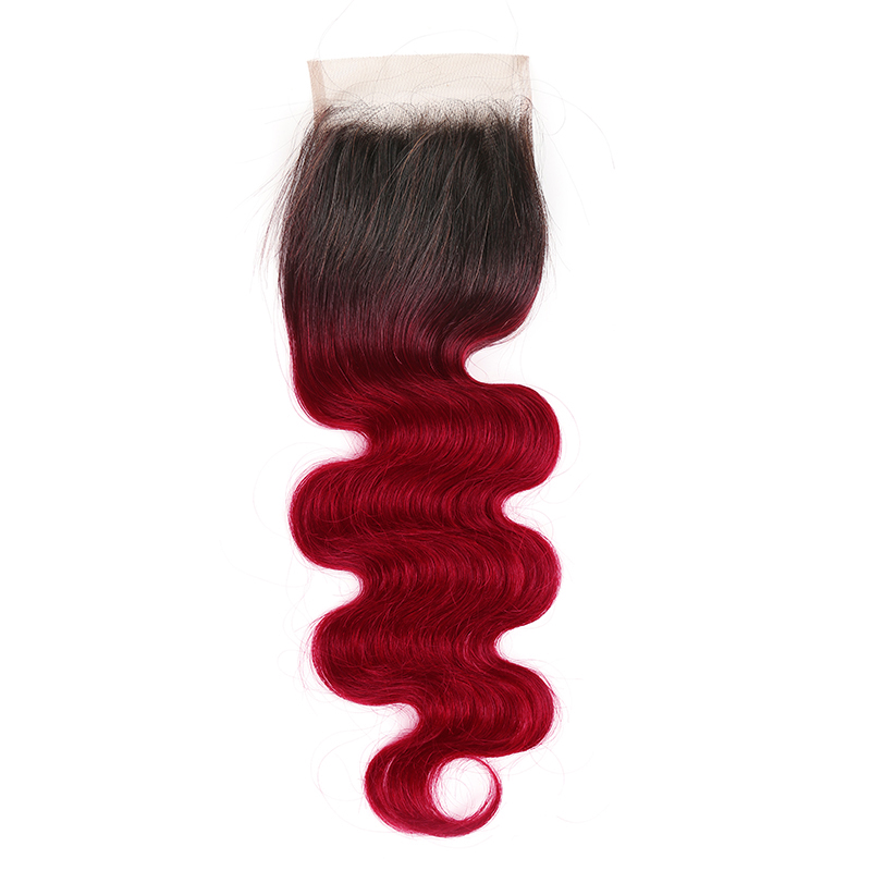 1B/BURG Ombre Body Wave 4 Bundles With 4x4 Lace Closure Pre Colored human hair - Lumiere hair