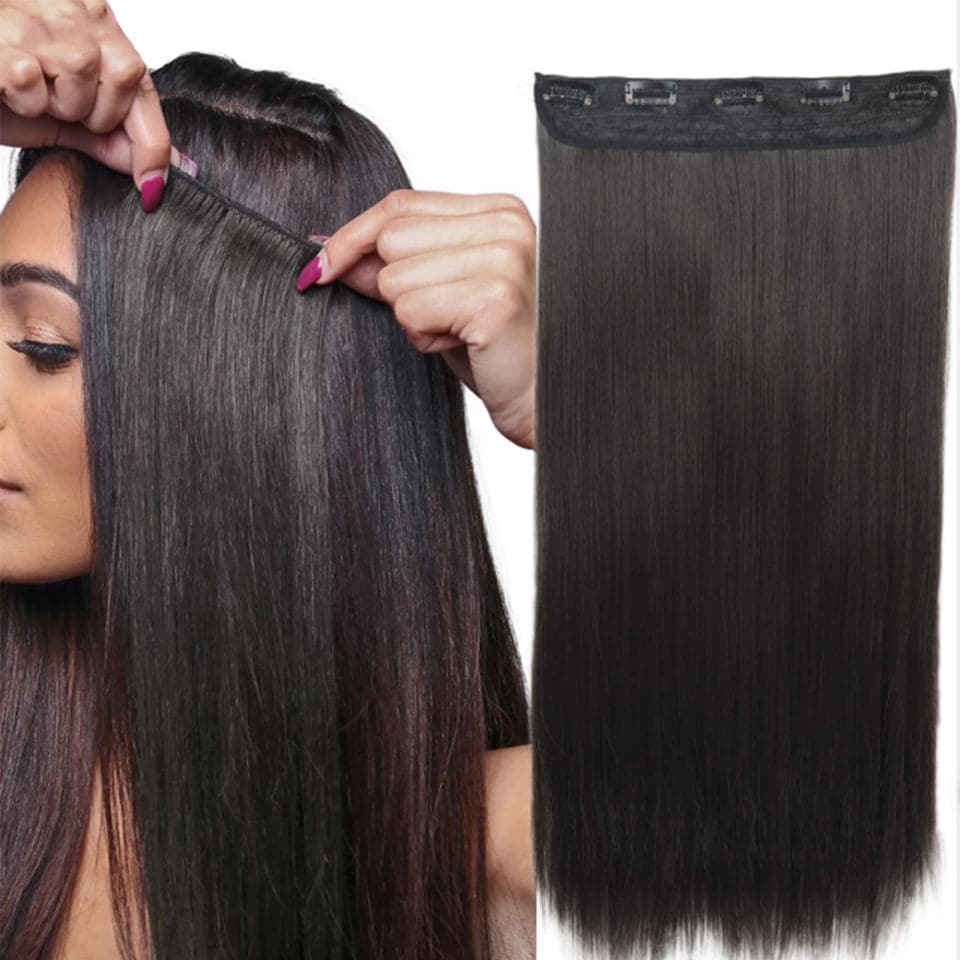 Straight One Piece 5 Clips One Set Clips in For Women Human Hair Extension