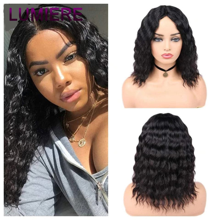 Loose Deep Wave Wigs Middle Part 100% human Hair Full Machine Made Wigs None Lace