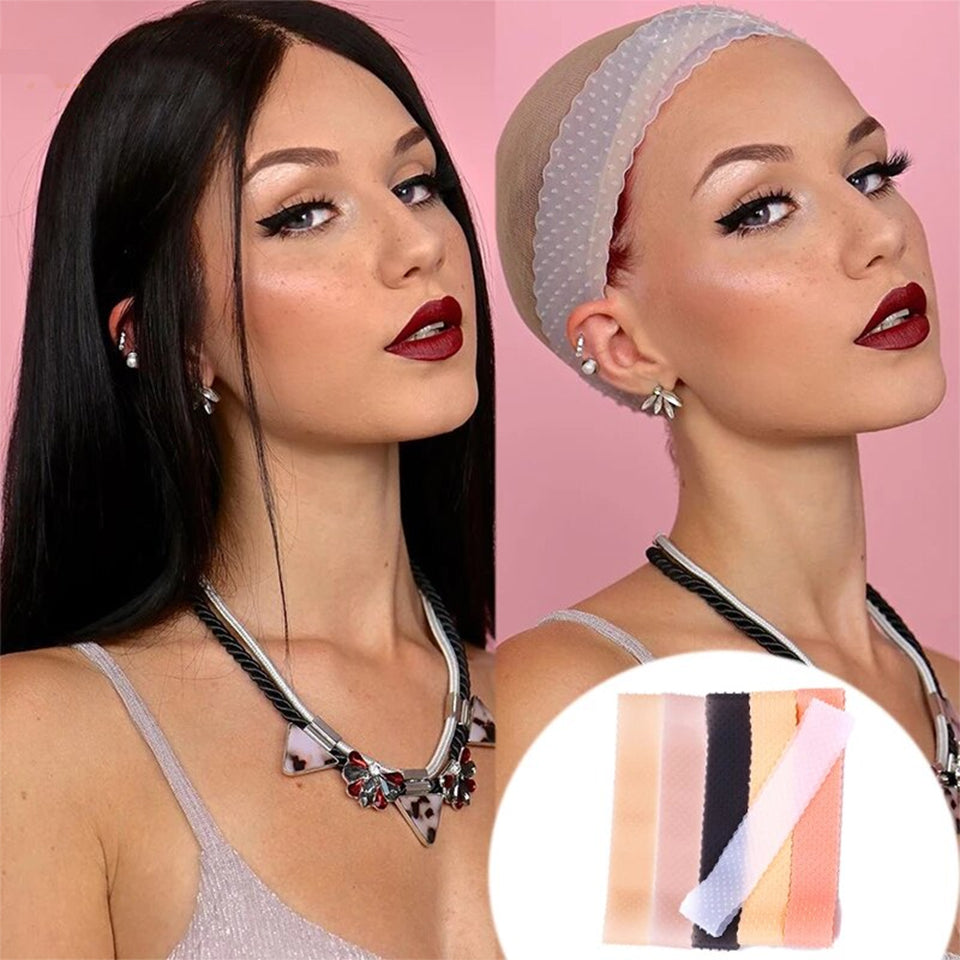 Bandeau en silicone réglable en velours pour perruques frontales en dentelle 22 cm en caoutchouc à haute élasticité