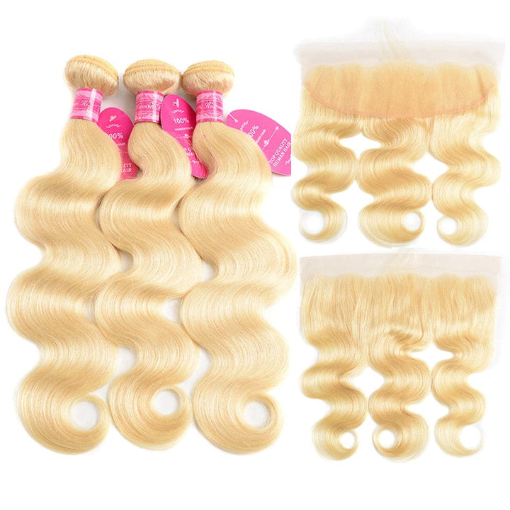 lumiere 613 Blonde Body Wave 3 Bundles with 13*4 Frontal Human Virgin Hair