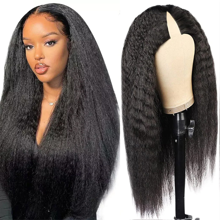Kinky Straight V Part Wig No Leave Out Brazilian Wig Human Hair