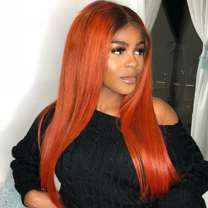 Lumiere 1B/350 Ombre Straight 4x4/5x5/13x4 Lace Closure/Frontal 150%/180% Density Wigs For Women Pre Plucked
