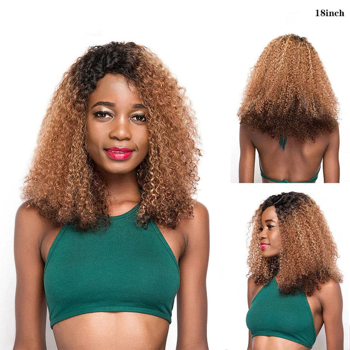 Afro Kinky Curly OP#27 Long Human Hair Wigs For Women None Lace
