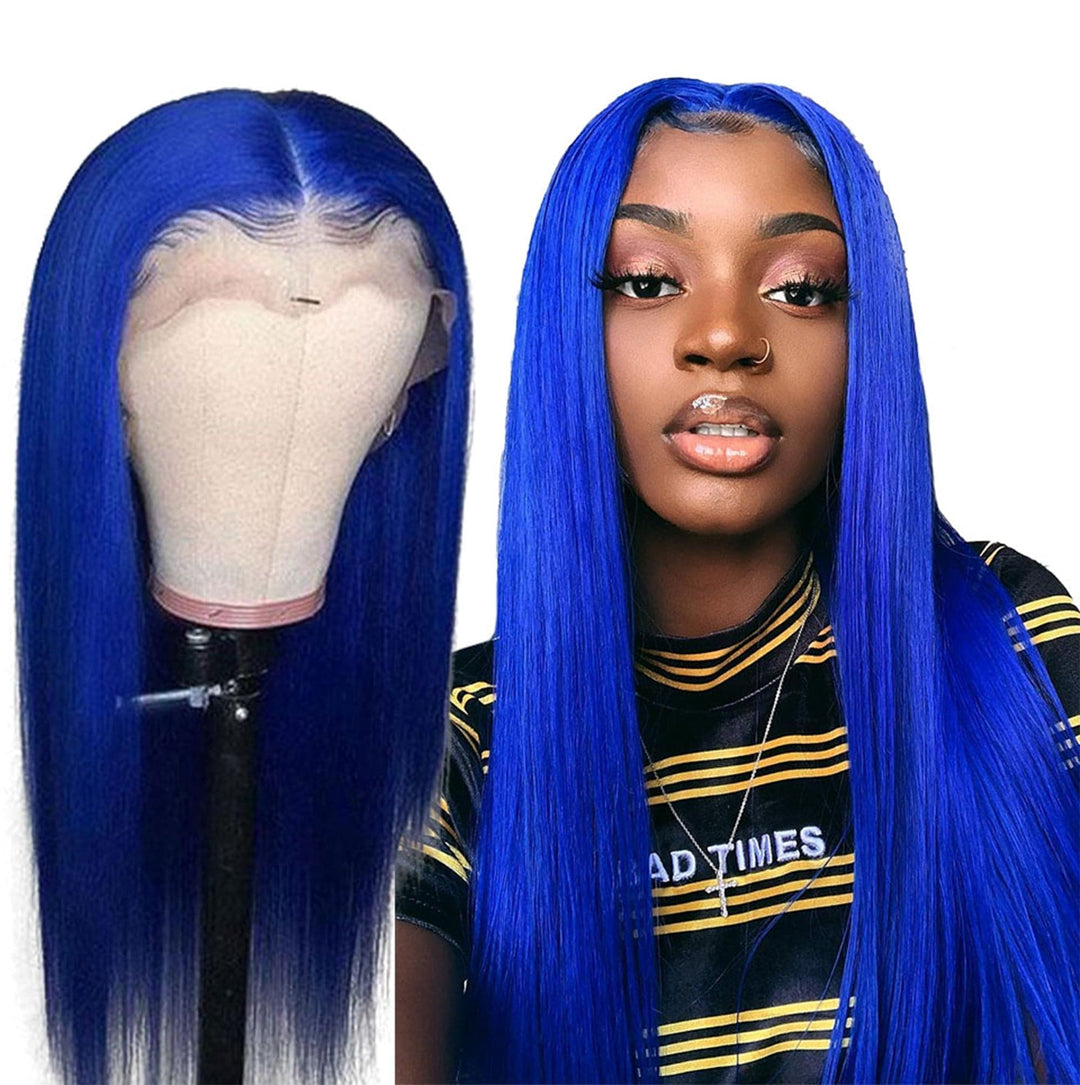 Klein Blue Straight 13*4 Lace Front Wigs Virgin Human Hair HD Transparent Lace Wig