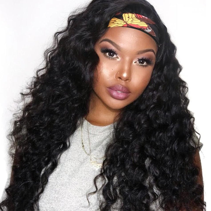 Lumiere Water Wave Headband Human Hair Wig For Black Women