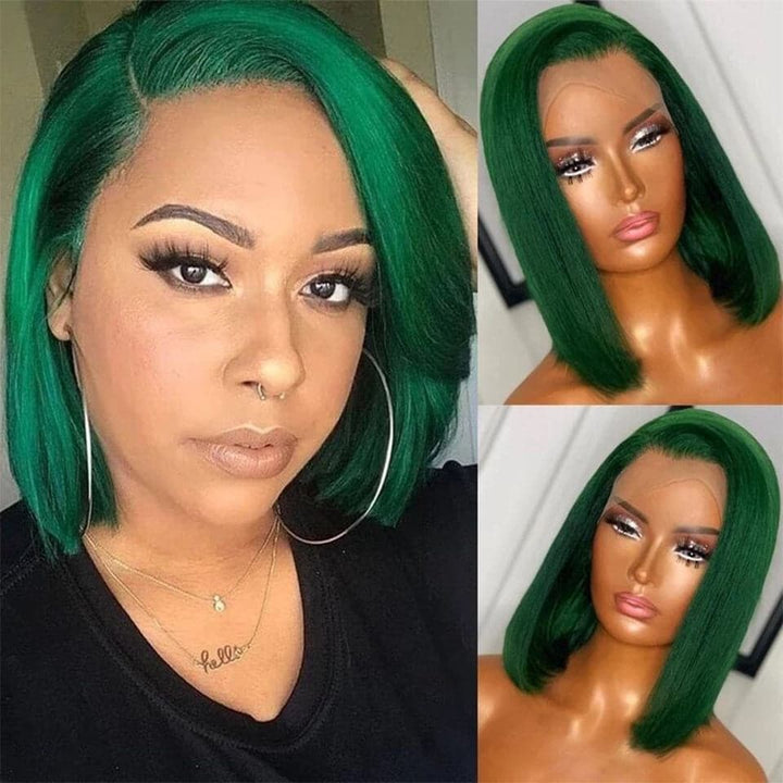 Dark Green Straight Bob 4x4/13x4 HD Lace Frontal Wigs