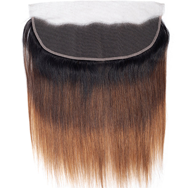 Lumiere 1B/4/27 Straight Human Hair 4 Bundles With 13*4 Lace Frontal Peruvian Hair