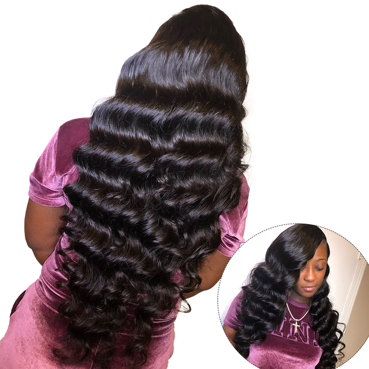 Loose Wave 4 Bundles With Closure 5x5 lace 100% virgin human hair