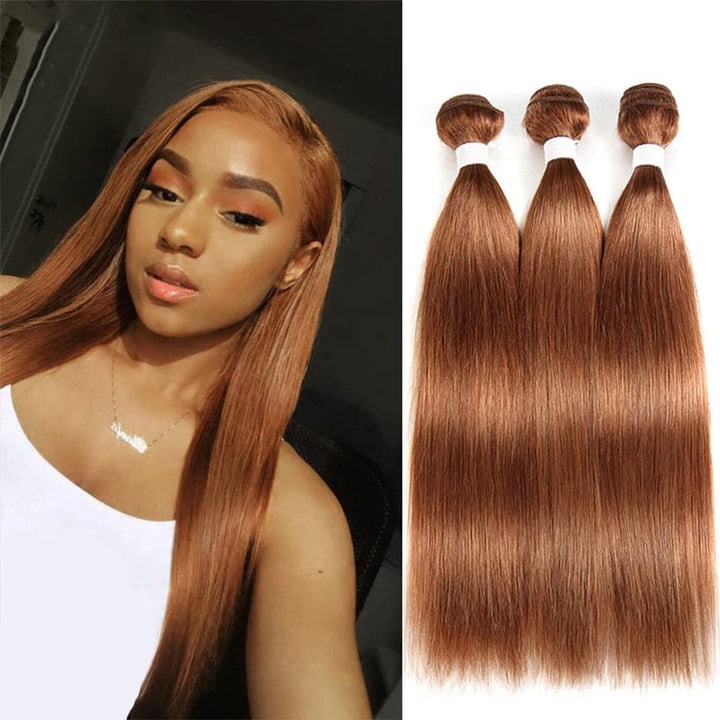 lumiere Color #30 Straight Hair 3 Bundles 100% Virgin Human Hair Extension - Lumiere hair