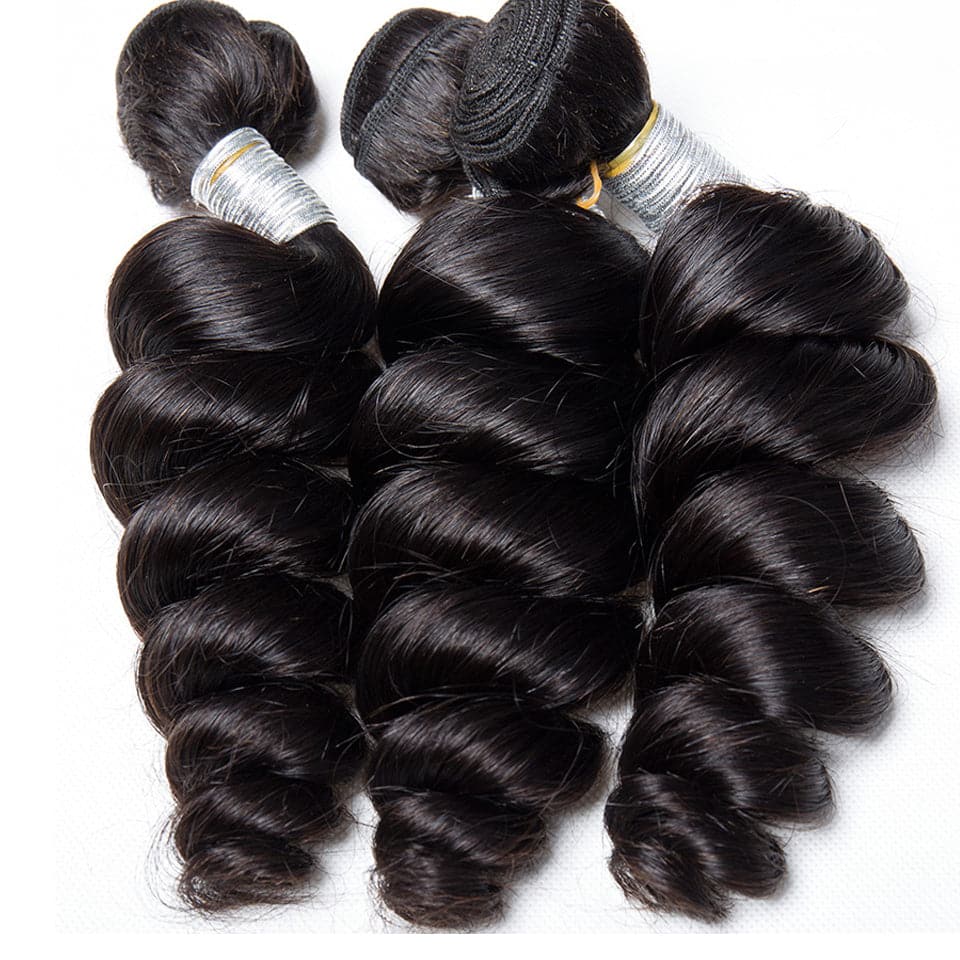 Loose Wave 3 Bundles With Closure 6x6 lace 100% virgin human hair
