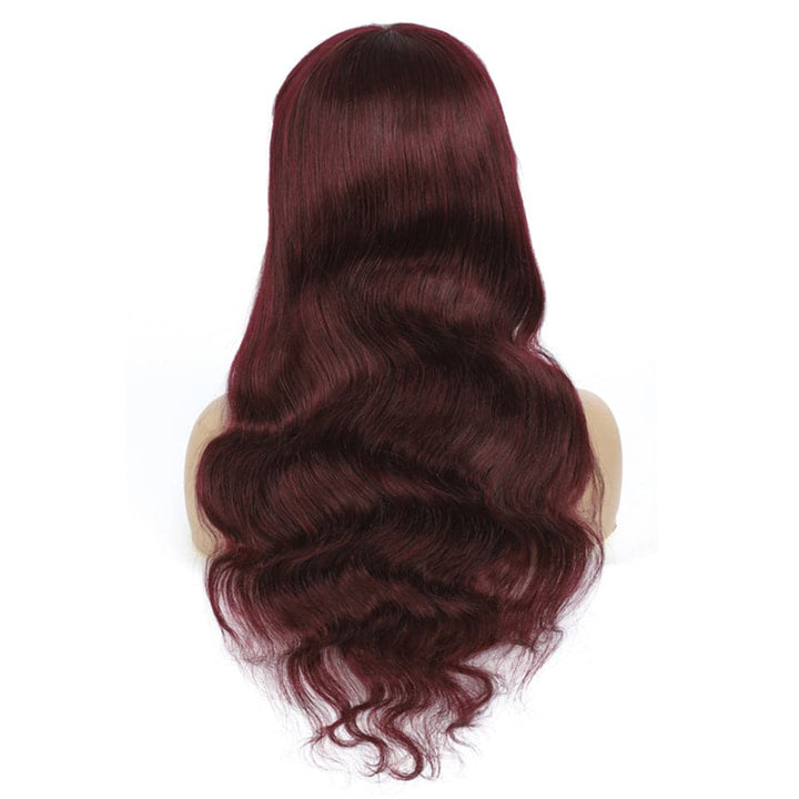 99J Body Wave Full Machine Made None Lace Front Wigs With Bangs