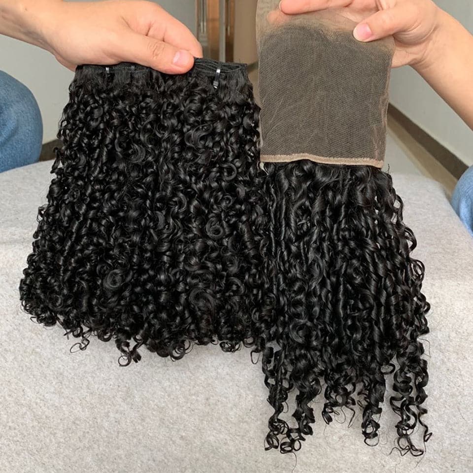 Lumiere Hair Pixie Curly Human Hair Bundles With 13x4 HD Lace Frontal Brazilian Virgin Hair Extensation