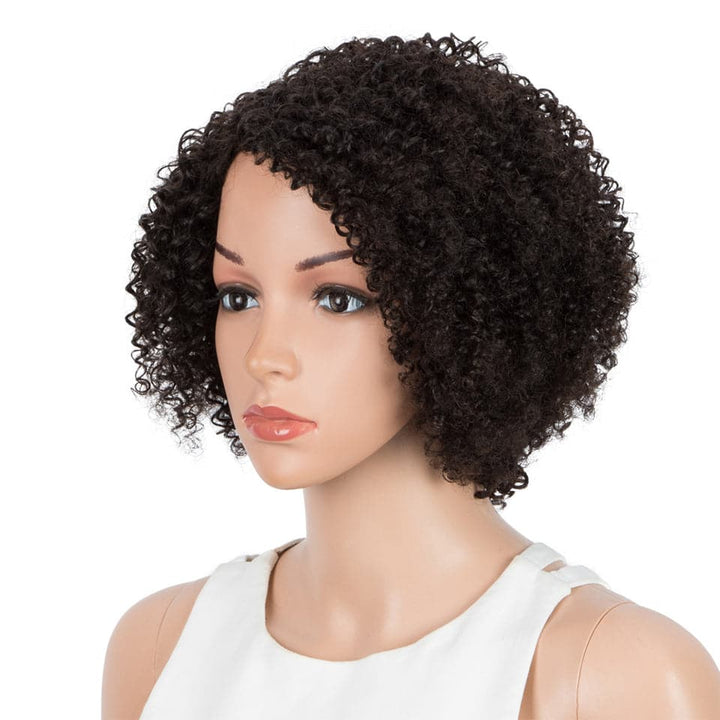 Ship In 24Hours-Lumiere #1B Curly Short Bob Full Machine Made None Lace Wig Virgin Human Hair