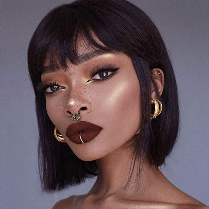 Straight Bob Full Machine Made Wigs None Lace For Women 6-14 Inches Virgin Human Hair Wig