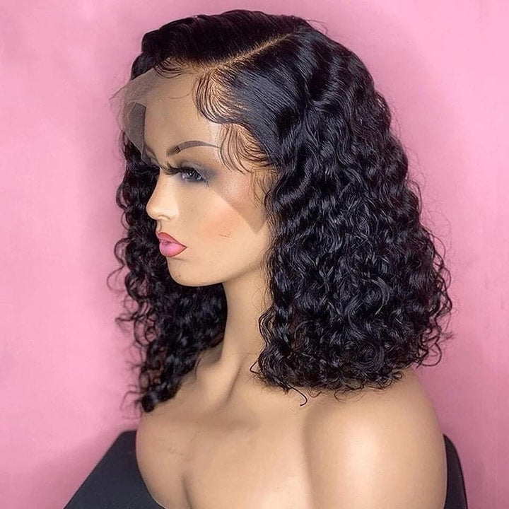 Short Deep Wave Bob 13x4 Lace Front Human Hair Wigs PrePluck With Baby Hair  For Women
