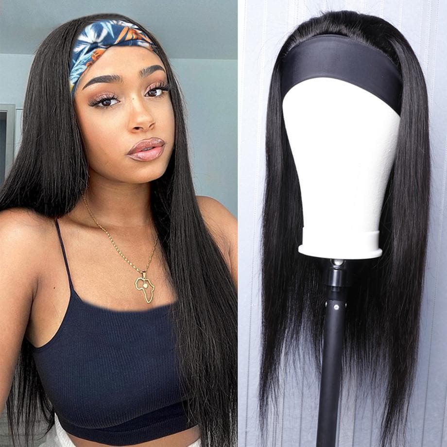 Lumiere Brazilian Straight Headband Human Hair Wigs for Black Women