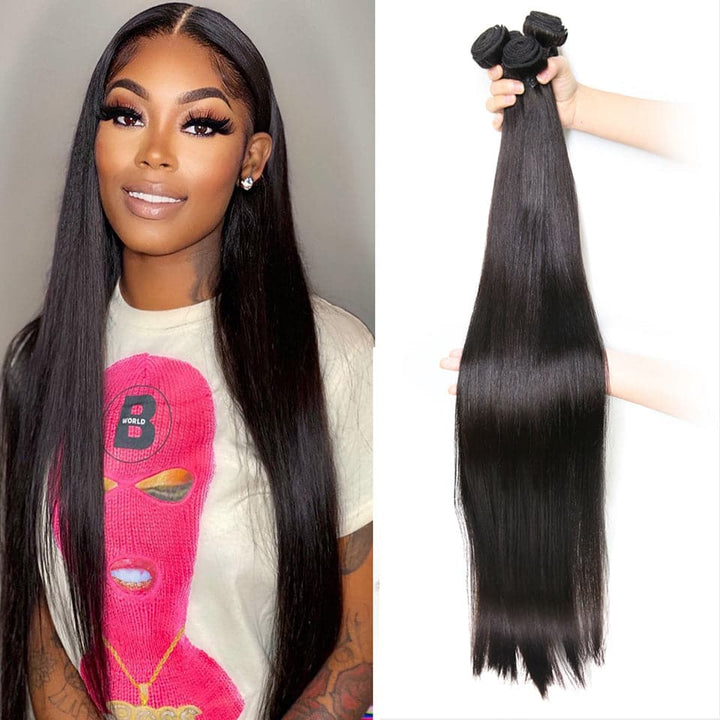 3 Bundles Malaysian Straight Virgin Human Hair Extension 8-40 inches - Lumiere hair