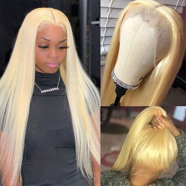 613 Straight 13x4 Lace Front Wigs 150% 180% Density Brazilian Blonde Transparent Lace