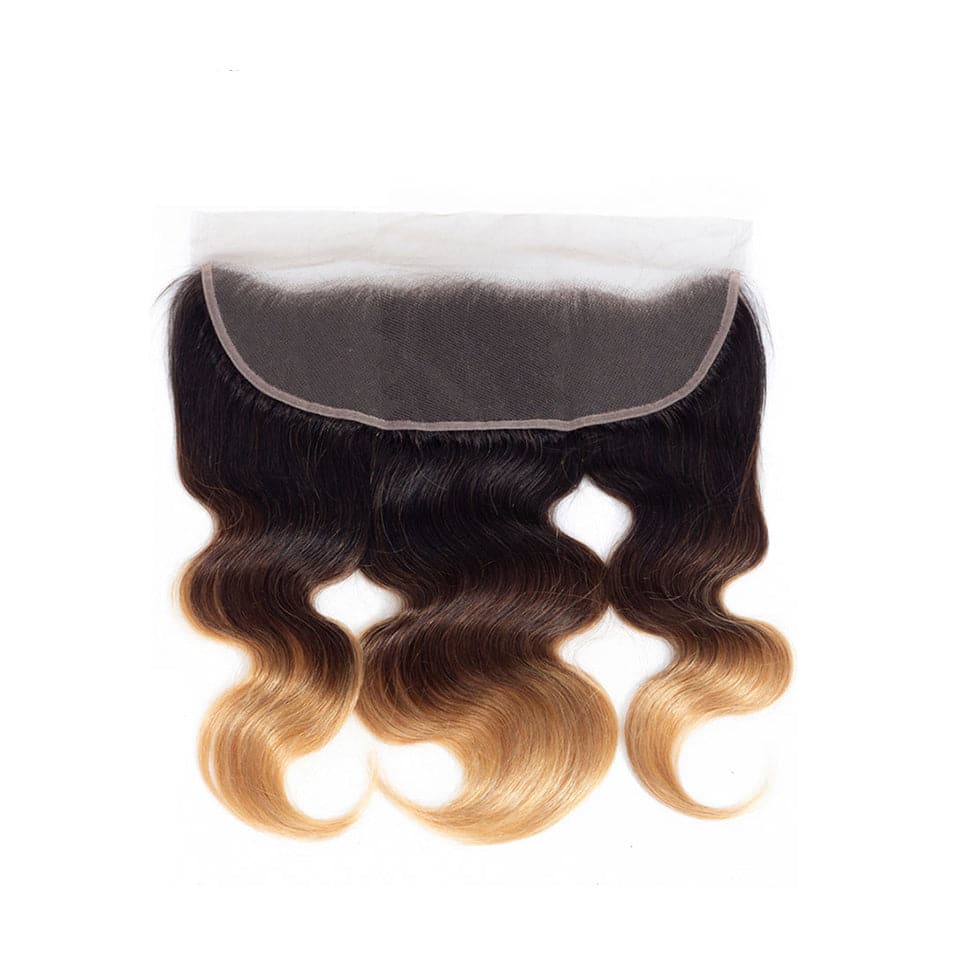 Colored 1B/4/27 Blonde Body Wave 4 Bundles With 13X4 Lace Frontal