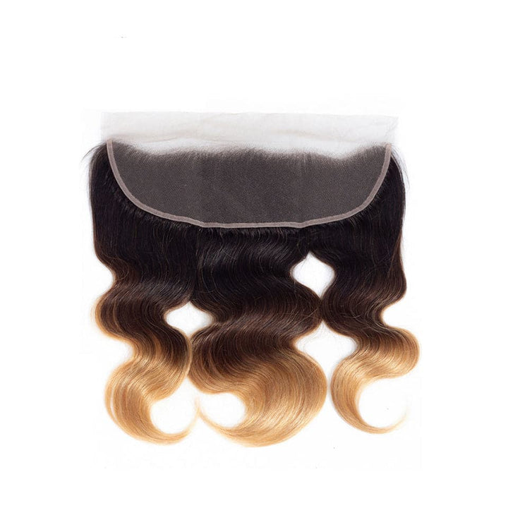 Colored 1B/4/27 Blonde Body Wave 4 Bundles With 13X4 Lace Frontal