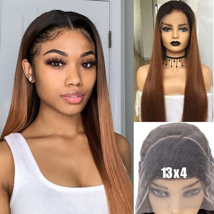 lumiere 1B/30 Ombre Straight 4x4/5x5/13x4 Lace Closure/Frontal 150%/180% Density Wigs For Women Pre Plucked - Lumiere hair