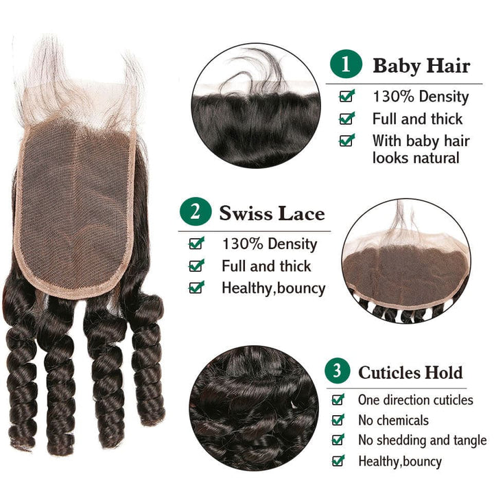 Lumiere Funmi Loose Wave 4 Bundles with 4x4 Lace Closure Brazilian Virgin Hair