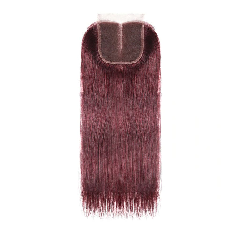 lumiere Red Bundles color 99j Straight Hair 4 Bundles With 4x4 Lace Closure Pre Colored human hair