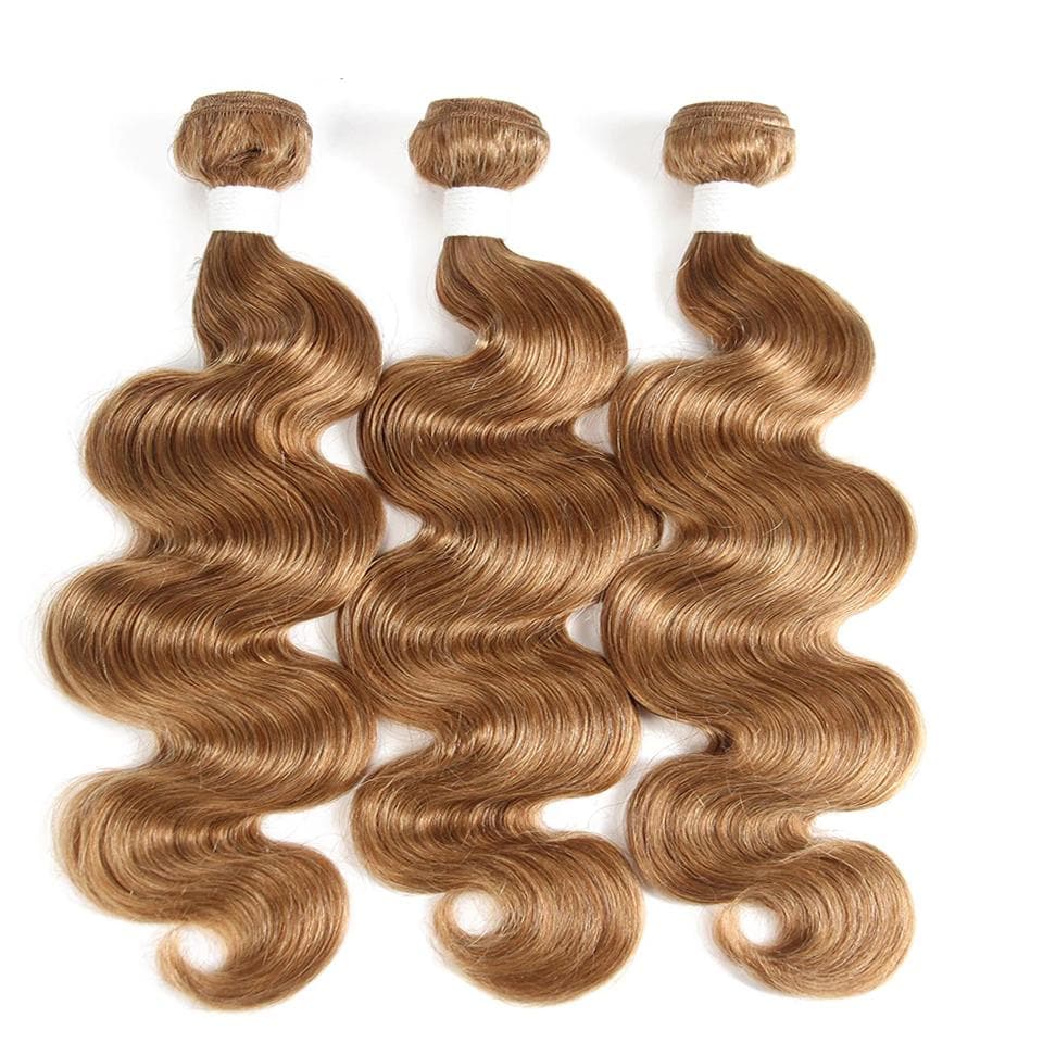 lumiere #27 light Brown body wave 3 Bundles With 13x4 Lace Frontal Pre Colored Ear To Ear - Lumiere hair