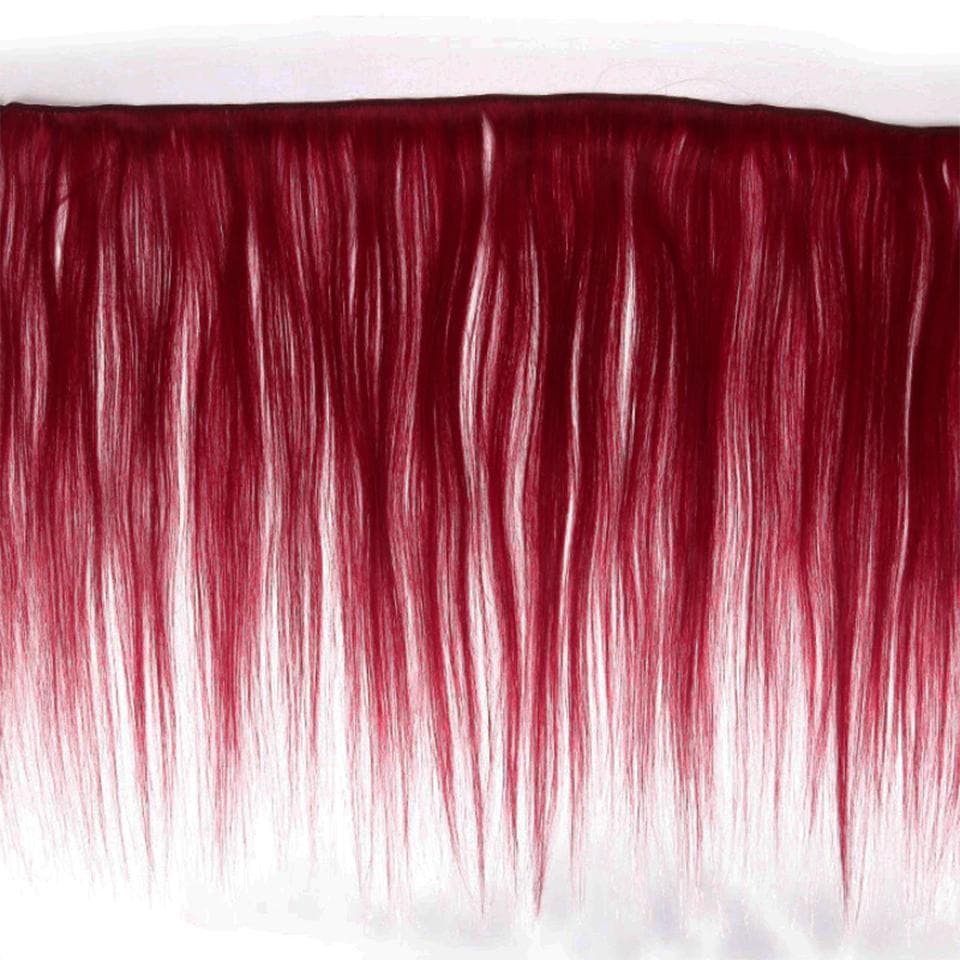 Red Bundles Color burg straight hair 4 Bundles With 13x4 Lace Frontal Pre Colored Ear To Ear